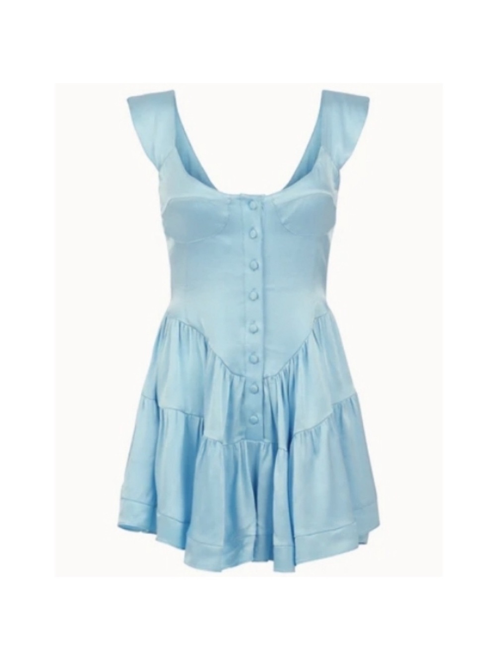 Vanessa Mooney Light Blue Button-Front Mini Sundress - Picture 3 of 16